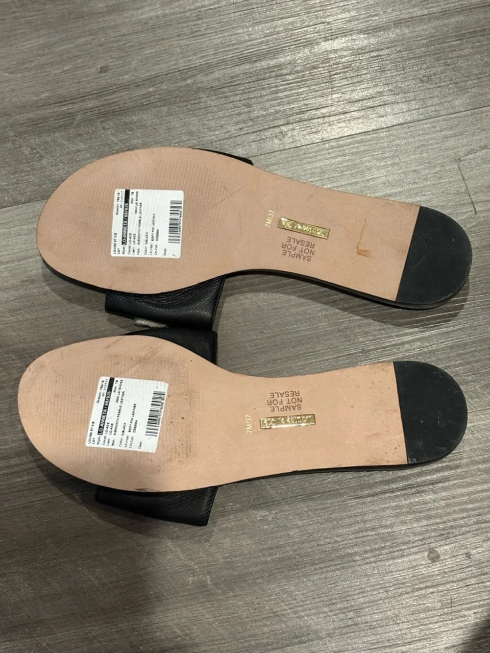 Louise et Cie Black Slide Sandals with Cream Script - Picture 3 of 5